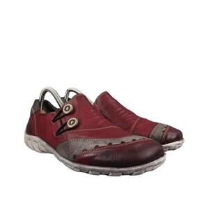 Remonte Shoes Womens 38 Casual Fashion Slip On Leather Walking Comfort Red Grey